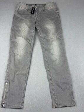 WHBM Skimmer Jeans Womens 4/25 Sterling Gray Slim Ankle Zip Stretch NWT